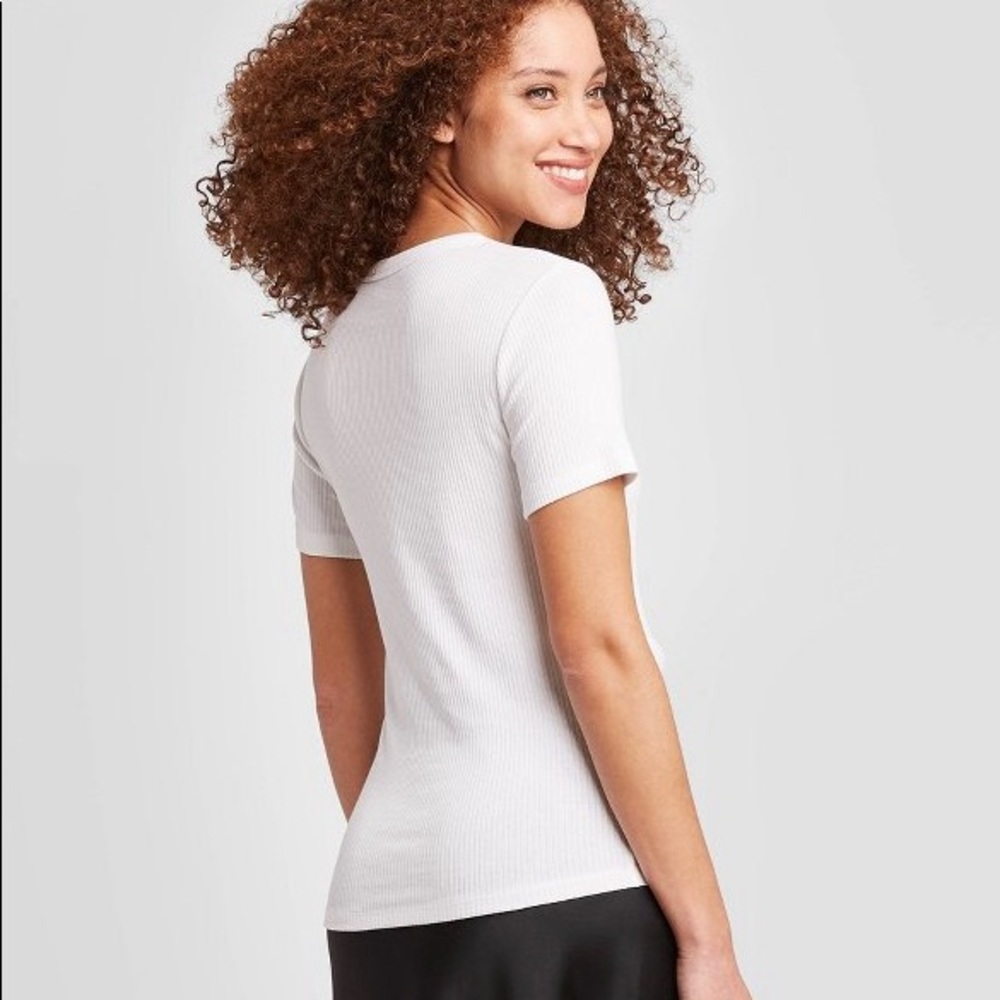 White Ribbed Tee Shirt